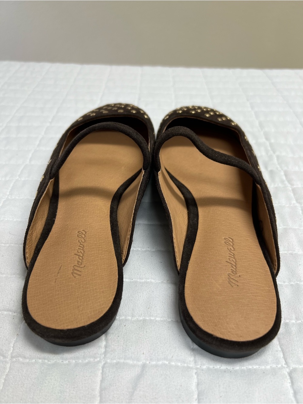 Madewell The Greta Ballet Flat Mule Studded in Dark Carob Brown Size 7 - Picture 6 of 11